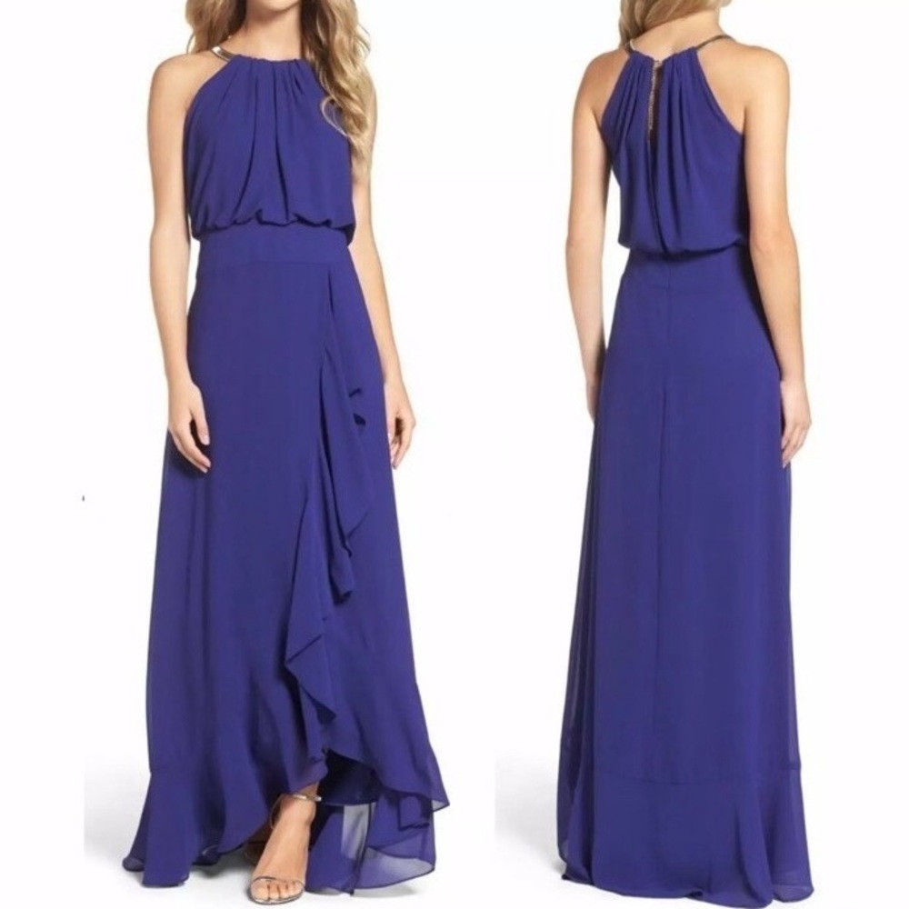 Eliza J Royal Purple Halter Maxi Dress